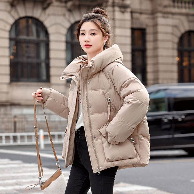 Women's Winter Korean Style Cotton Clothes Hooded Thickened Thermal Fashion Coats
