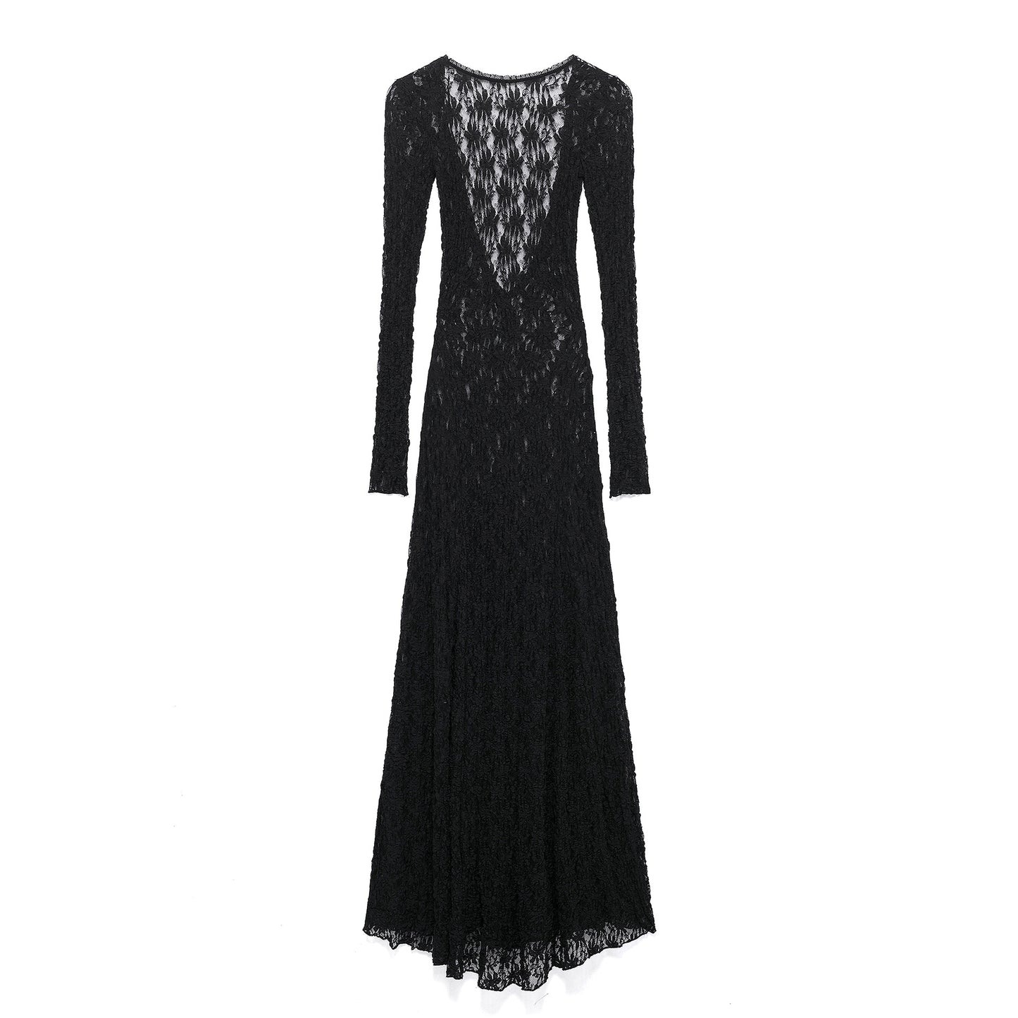 Women's Lace Round Neck Long Sleeve Backless Dresses