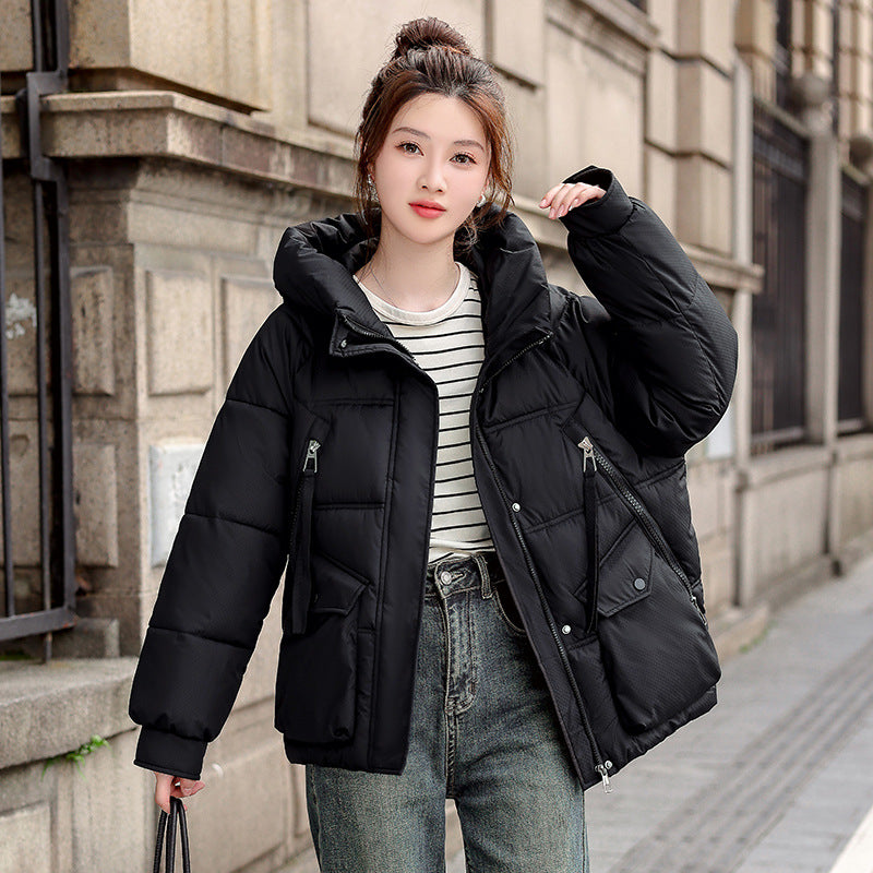 Women's Winter Korean Style Cotton Clothes Hooded Thickened Thermal Fashion Coats