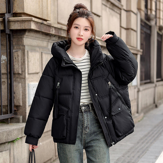 Women's Winter Korean Style Cotton Clothes Hooded Thickened Thermal Fashion Coats