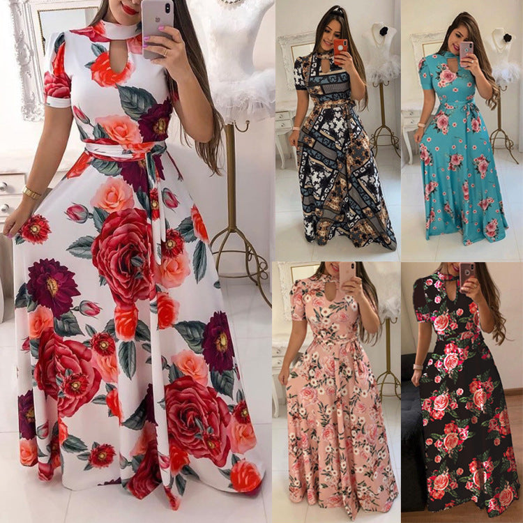 Sexy Fashion Digital Printing Style Large Dress