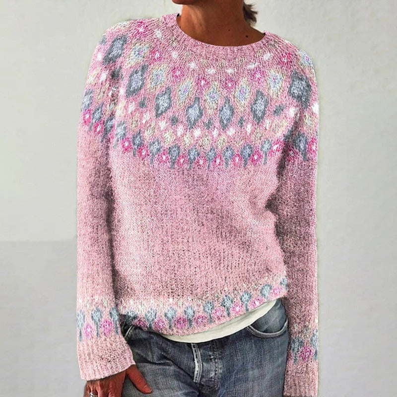 Women's Round Neck Multicolor Loose Fashion Pullover Sweater