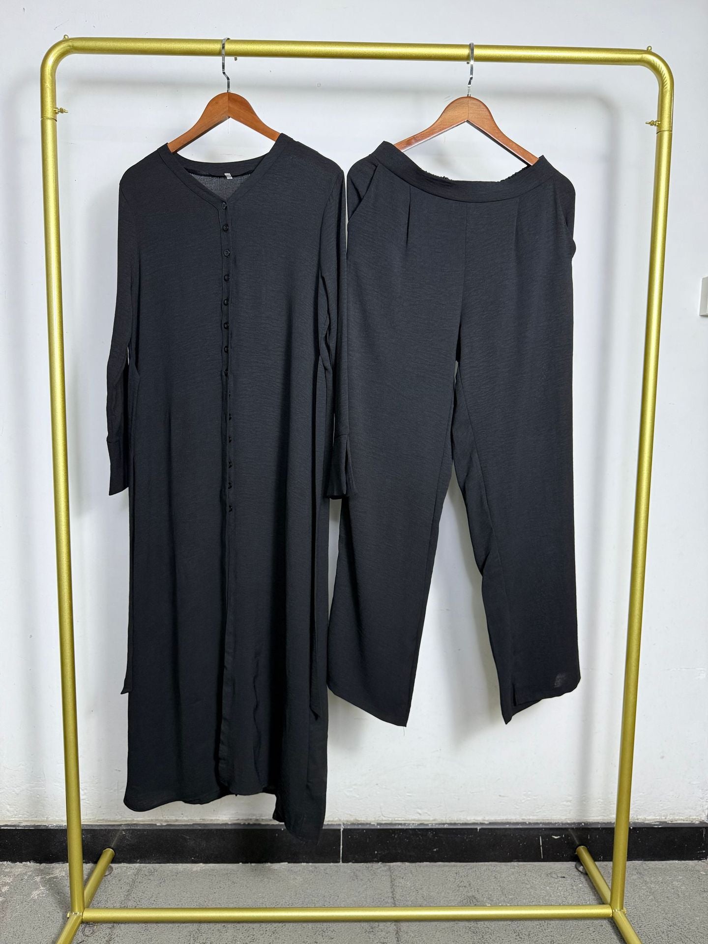 Elegant Long Shirt Two-piece Fashion Single-breasted Dress