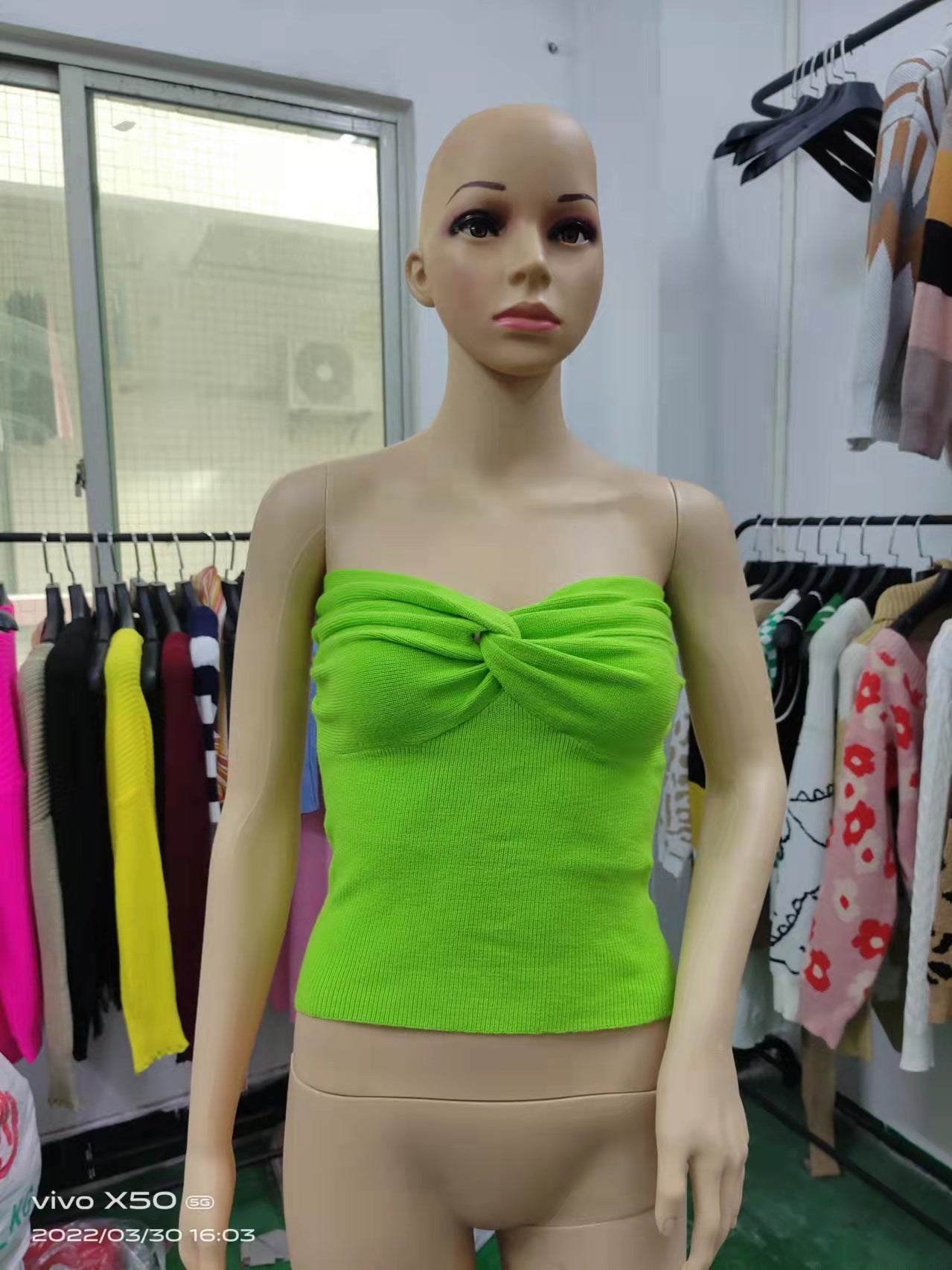 Women's Base Kinked Knitted Sling Tight Backless Tops