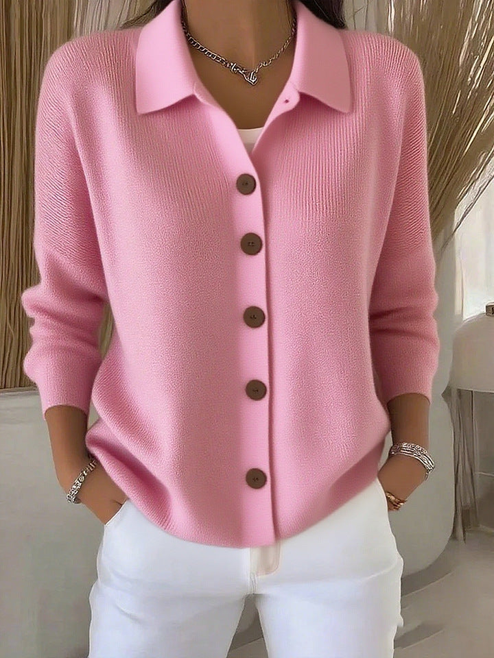 Women's Knitted Button Solid Color Casual Fashion Sweater