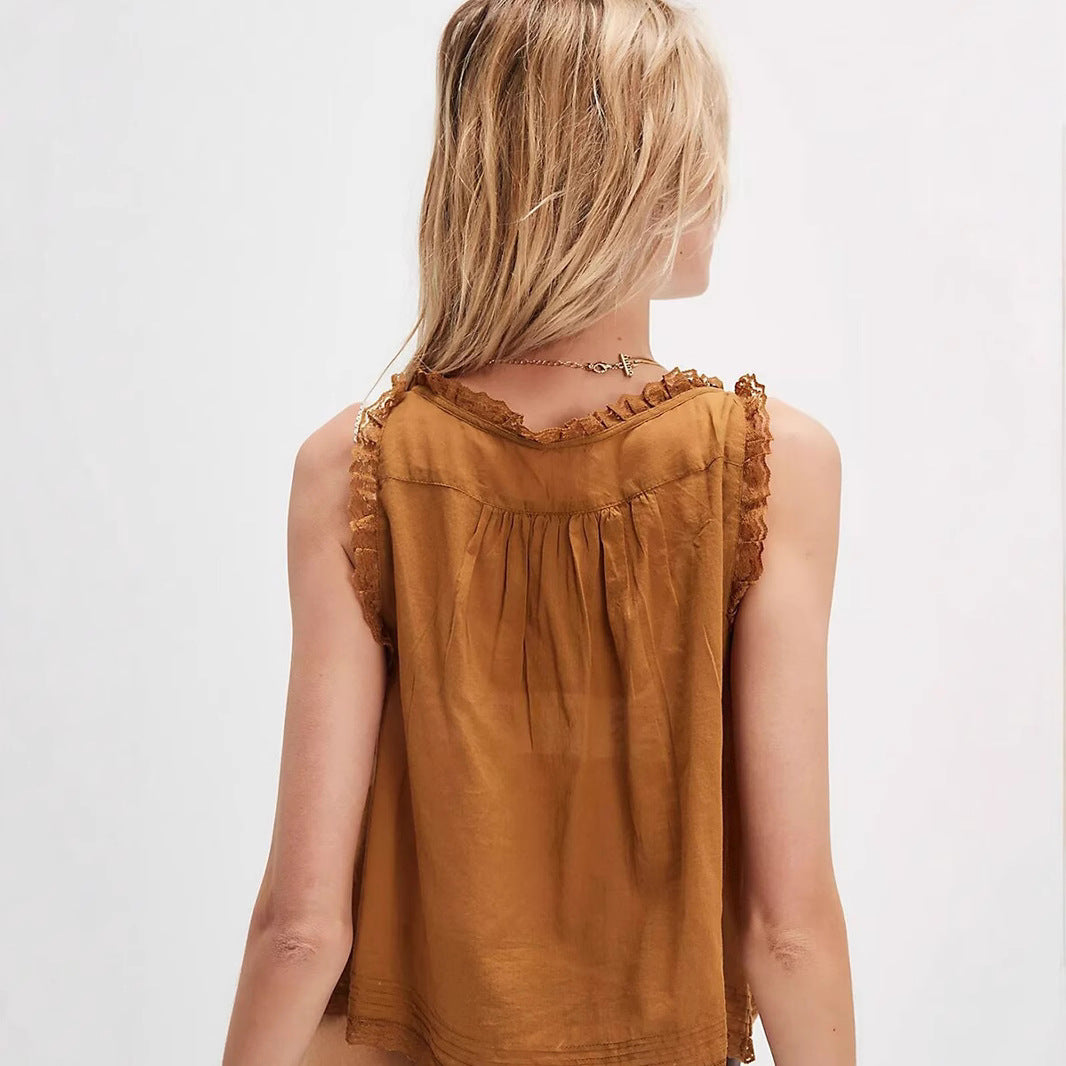 Women's Two-piece Set Stitching Lace Casual Suits