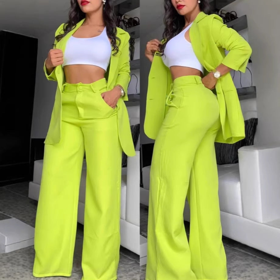 Women's Summer Elegant Pure Color Split Sleeve Suits