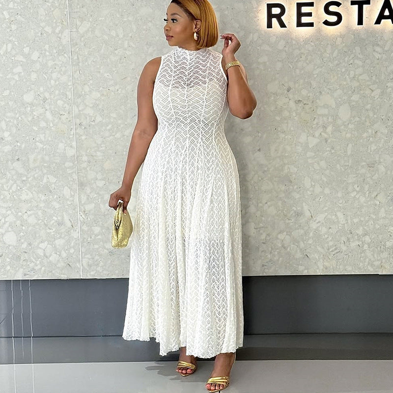 Women's Autumn Dignified Sense Of Design Round Neck Sleeveless Dresses