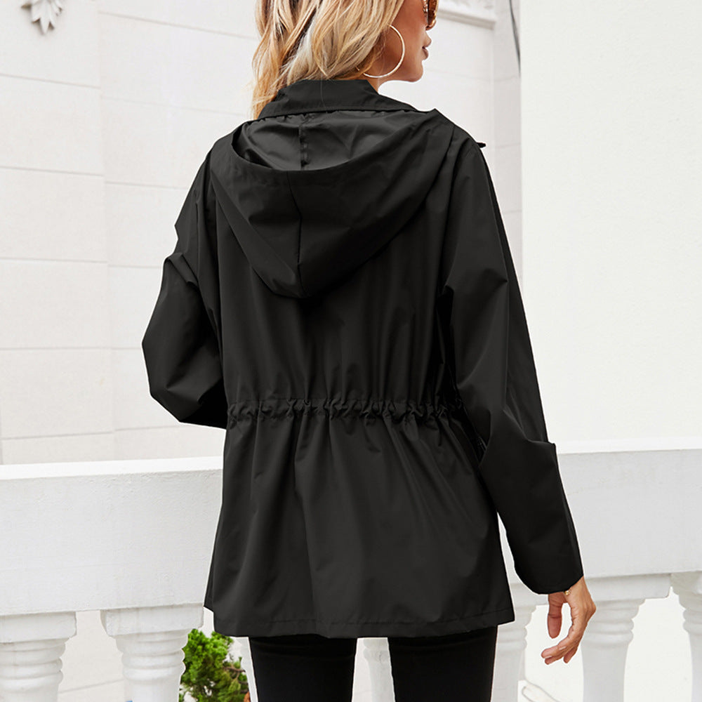 Women's Zipper Waterproof Raincoat Outdoor Sports Windcheater Coats