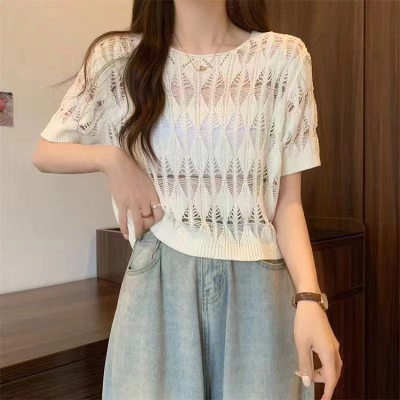 Women's Summer Thin Design Korean Style Ice Silk Elegant Sweaters