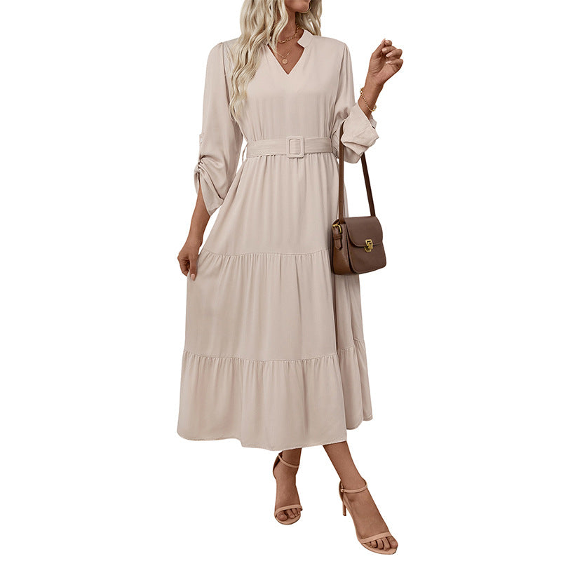 Commute Leisure Simple Elegant Stand Collar Long Dresses