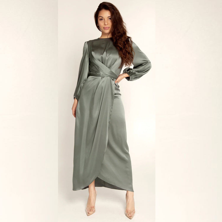 Women's Soft Waist Urban Style Satin Long Dress