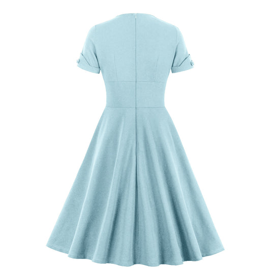 Women's Elegant Mature Waist Slimming Sleeve Retro Big Dresses