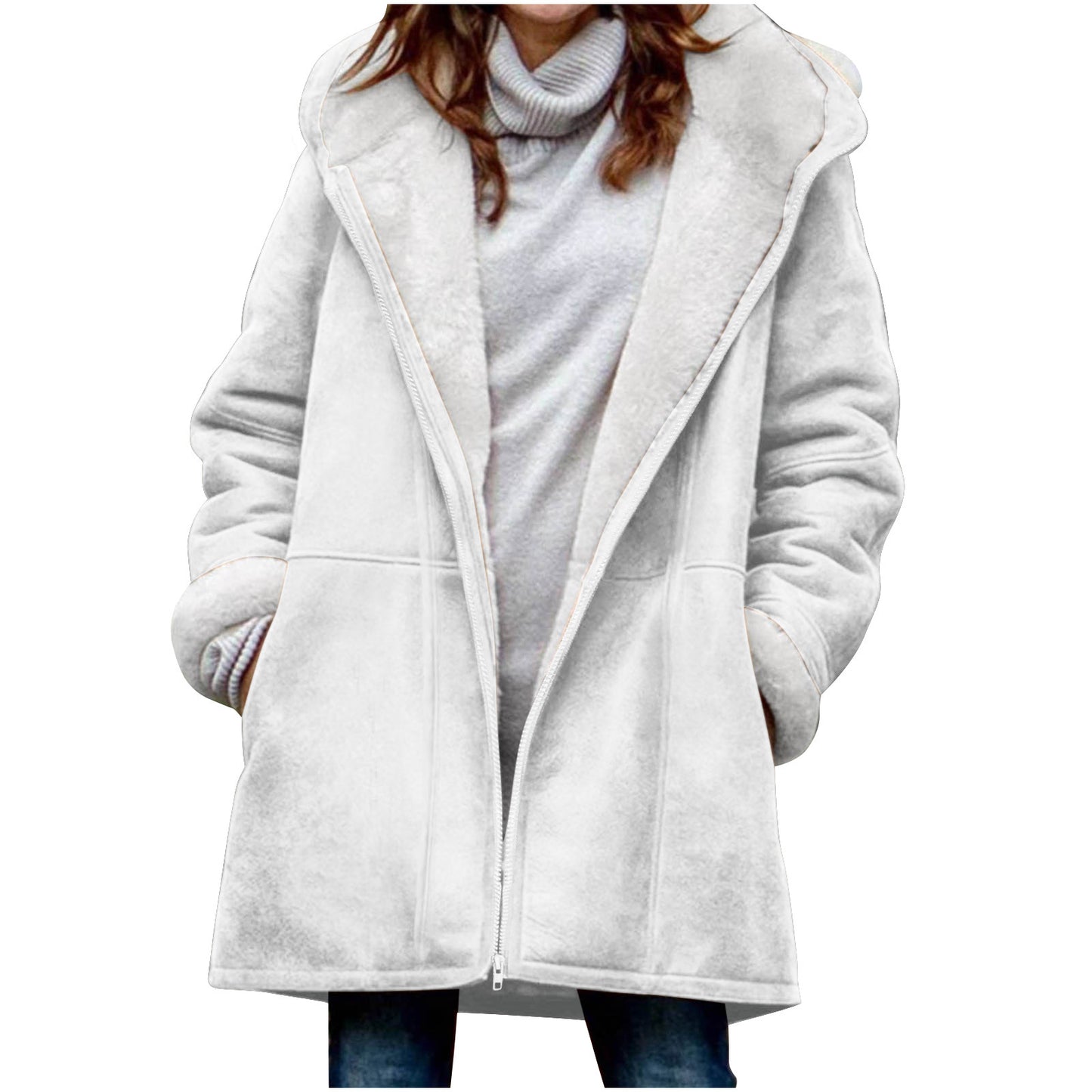 Women's Loose Veet Thickened Solid Color Mid-length Coats