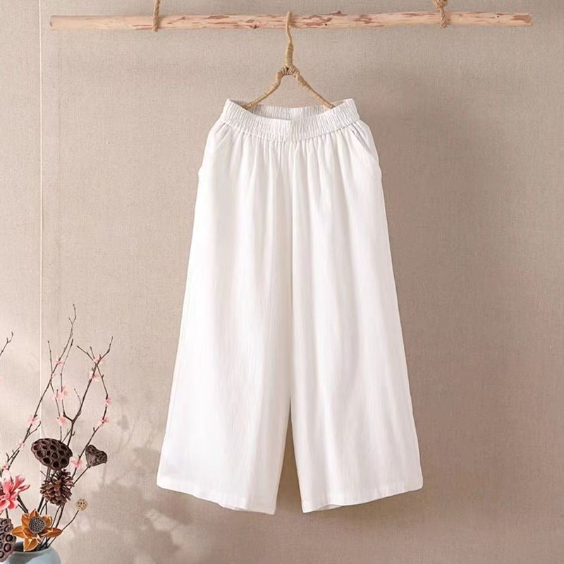 Women's Leg Solid Color Loose Waist Cropped Flab Pants