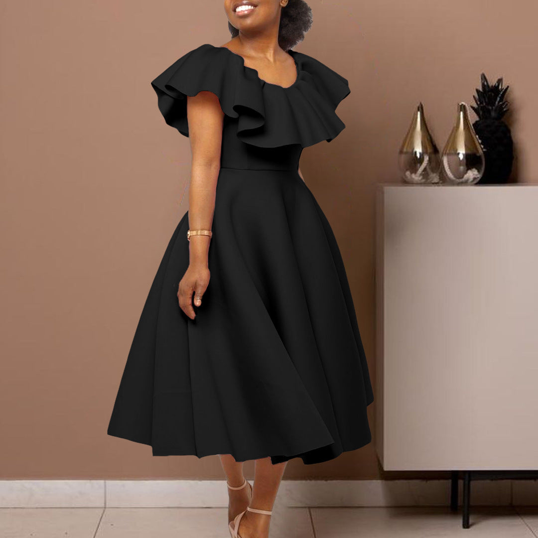 Fashionable Elegant Ruffled Banquet Party Formal Dress