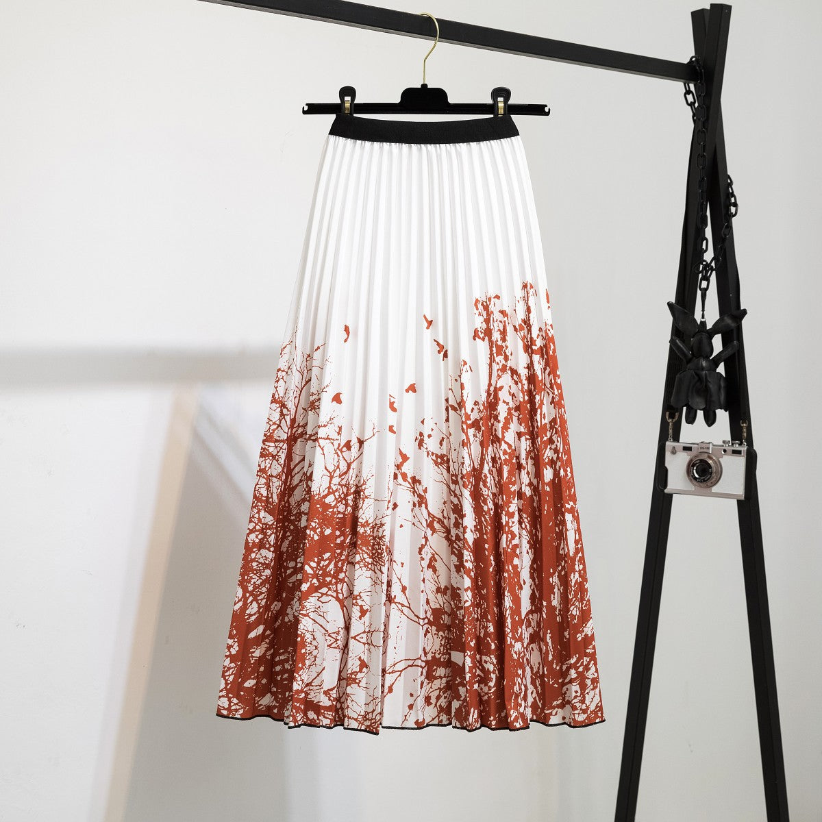 Women's Fashion Half Printed Cartoon Pleated Skirts