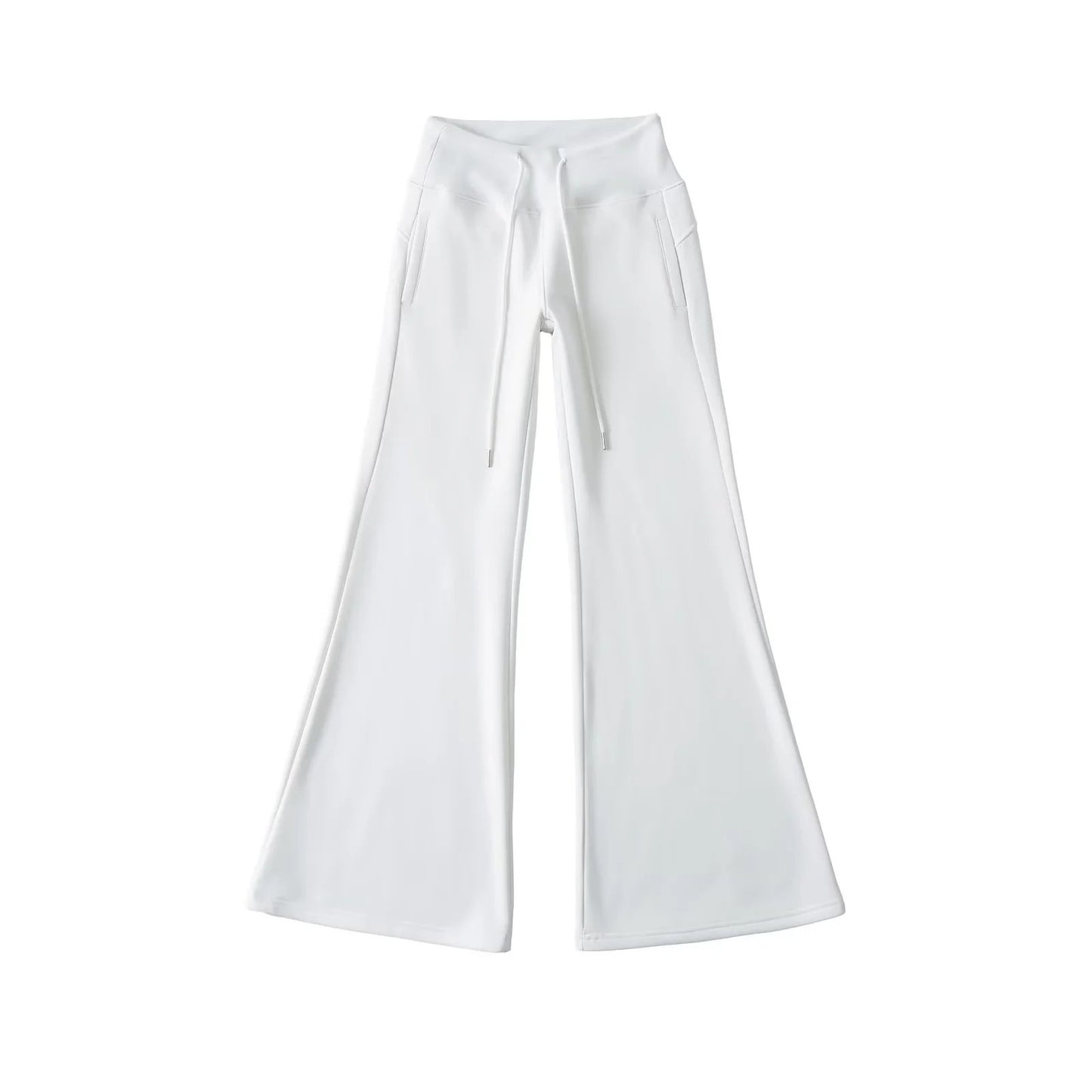 Women's Fleece-lined Thick Flared Casual Mopping Waist Pants