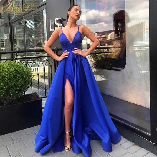 Women's Sexy Sling Dress Deep V Slit Wedding Dresses