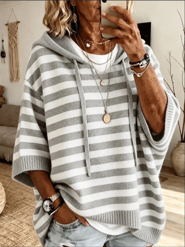 Women's Hooded Drawstring Sweatshirt Woolen Outer Wear Sweater