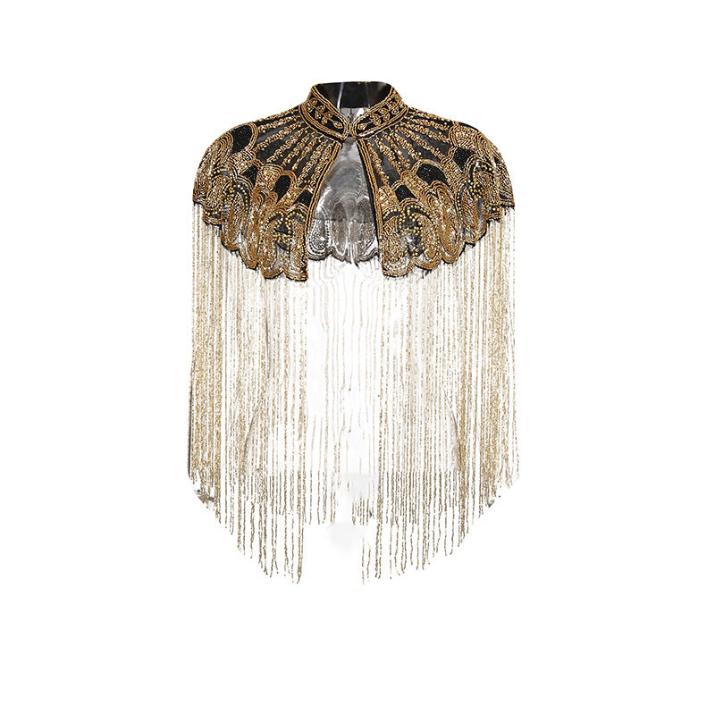 Women's Fashionable Tassel Round Neck Banquet Party Coats