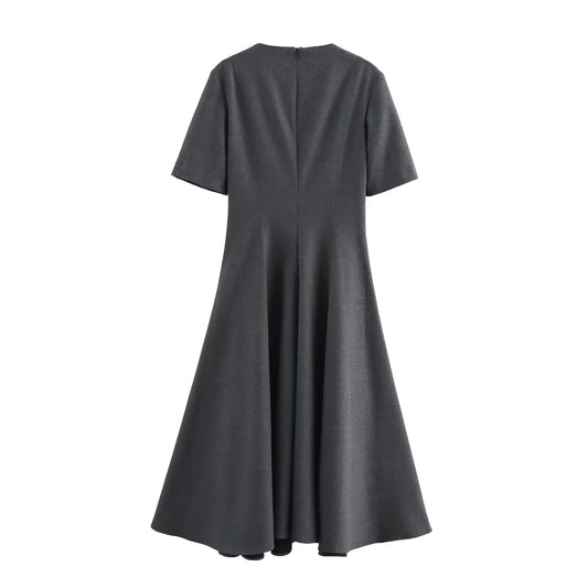 Women's Fashion Wave Wide Swing Sleeve Midi Dresses