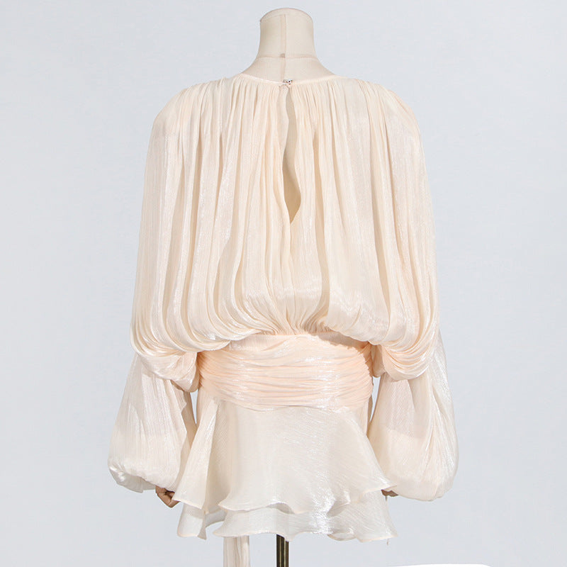 Spring Fashion Small People Pure Want Hollow Pleated Dresses