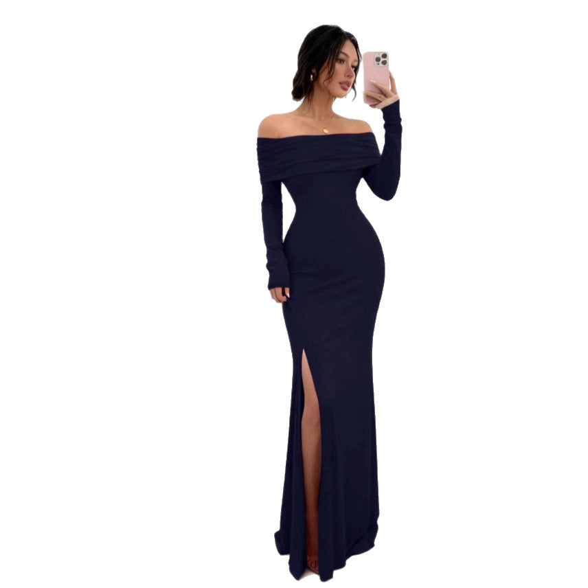 Autumn Long Sleeve Split Fashion Slim Dress