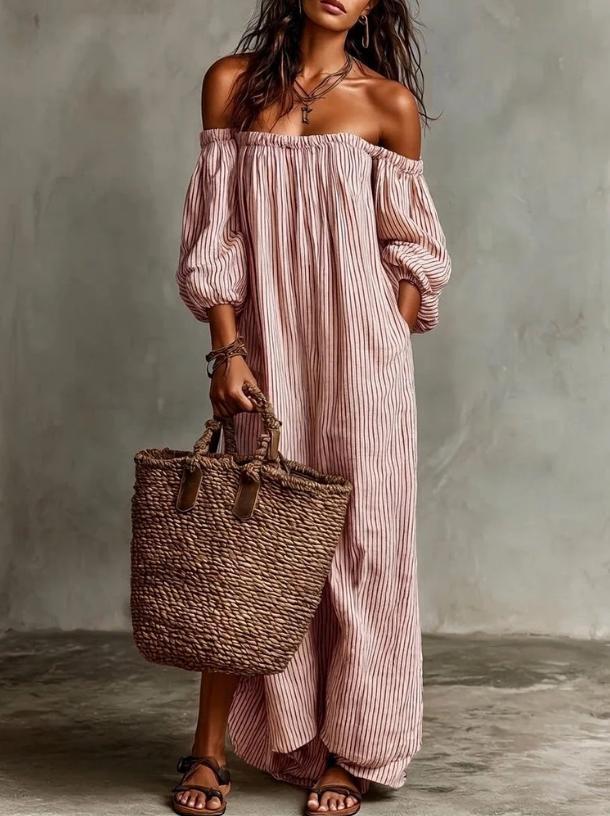 Classic Women's Summer Striped Elegant Casual Dress
