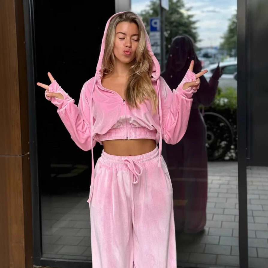 Women's Long Sleeve Hooded Trousers Fashion Casual Suits