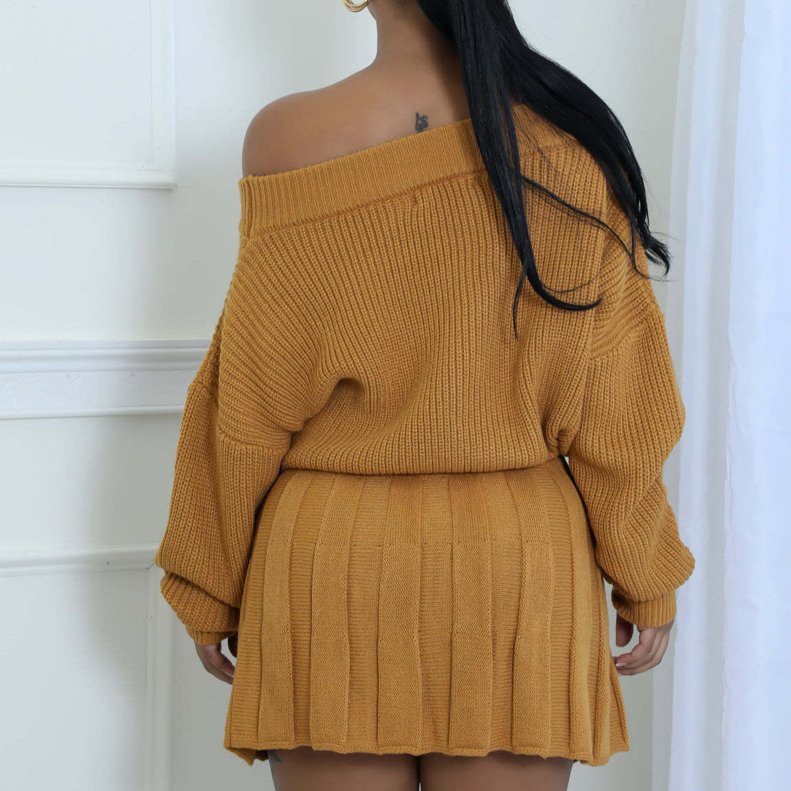 Women's Casual Solid Color Pleated Two-piece Set Tops