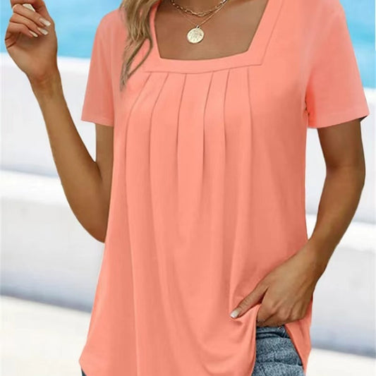 Women's Summer Solid Color T-shirt With Sleeves Blouses