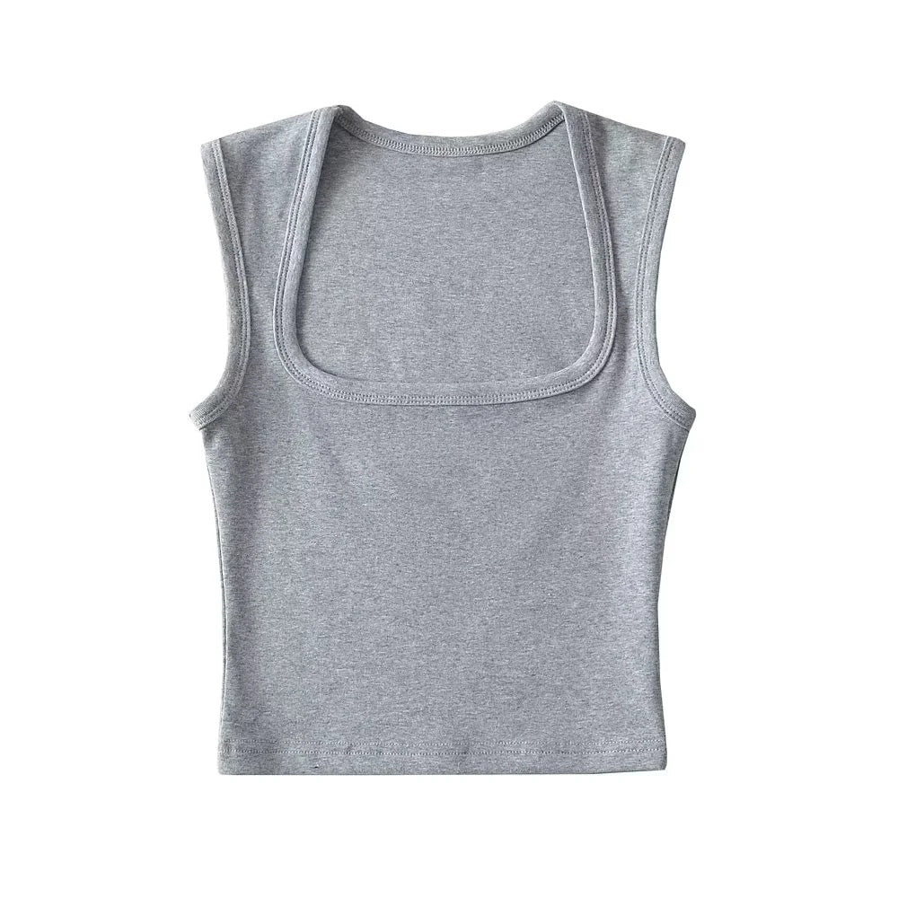 Women's Summer Sexy Deep Square Collar Tight-fitting Tops