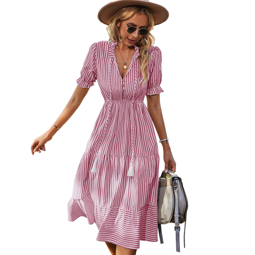Women's Design Fashion Wear Dress Summer Striped Dresses