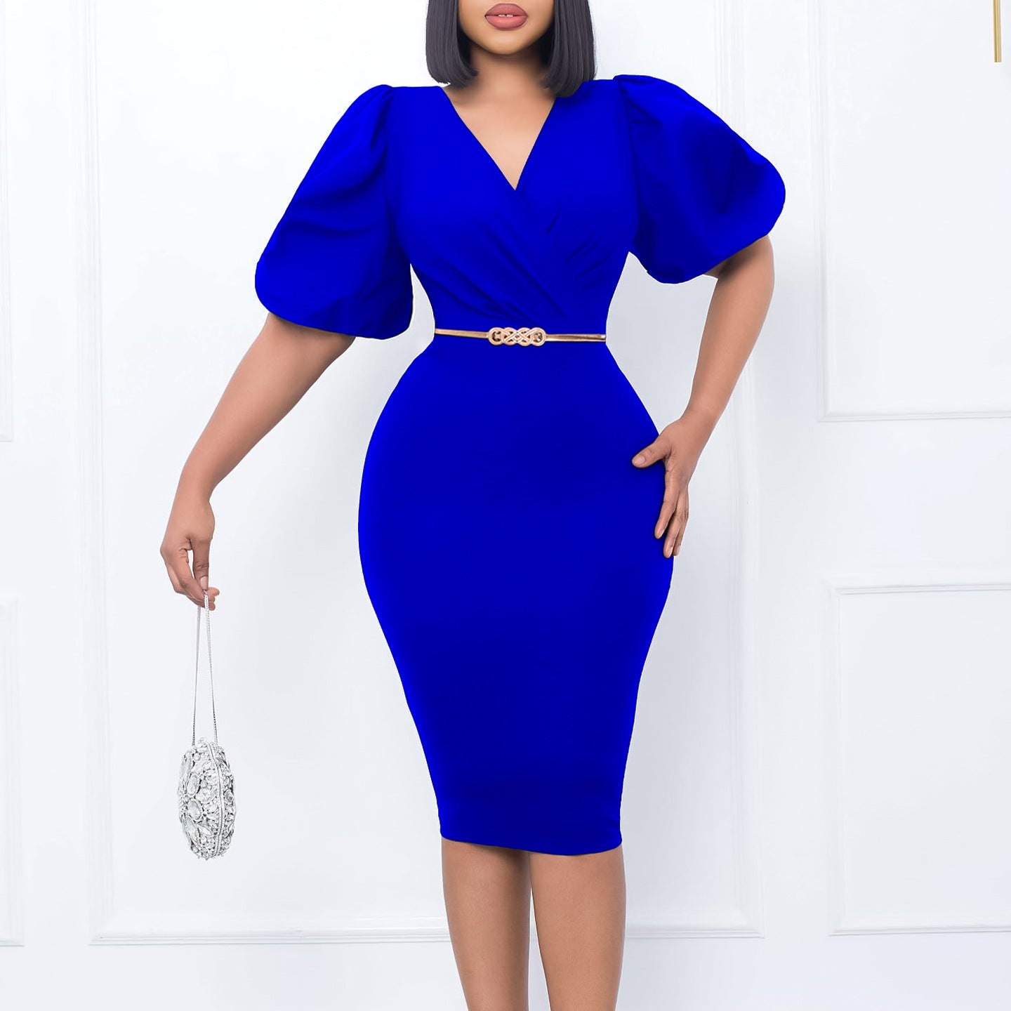 Women's Summer Puff Sleeve Hip Business Temperament Dress
