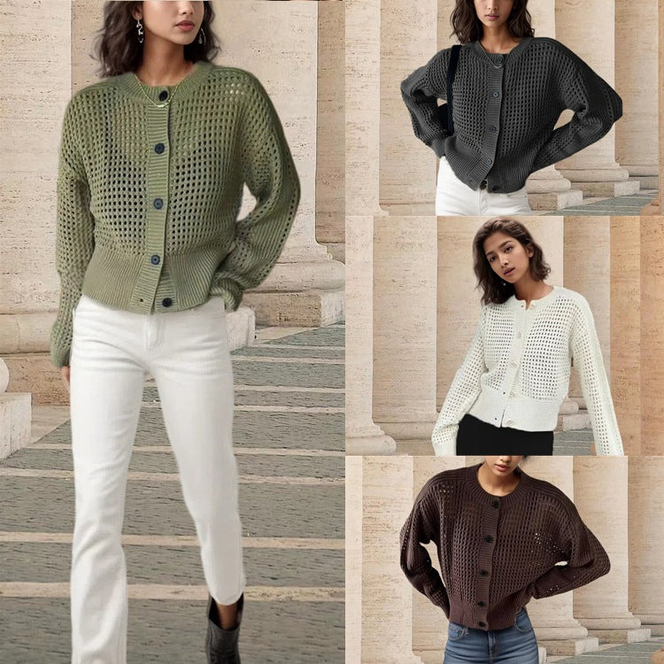 Women's Round Neck Casual Slim Hollow Women's Sweater