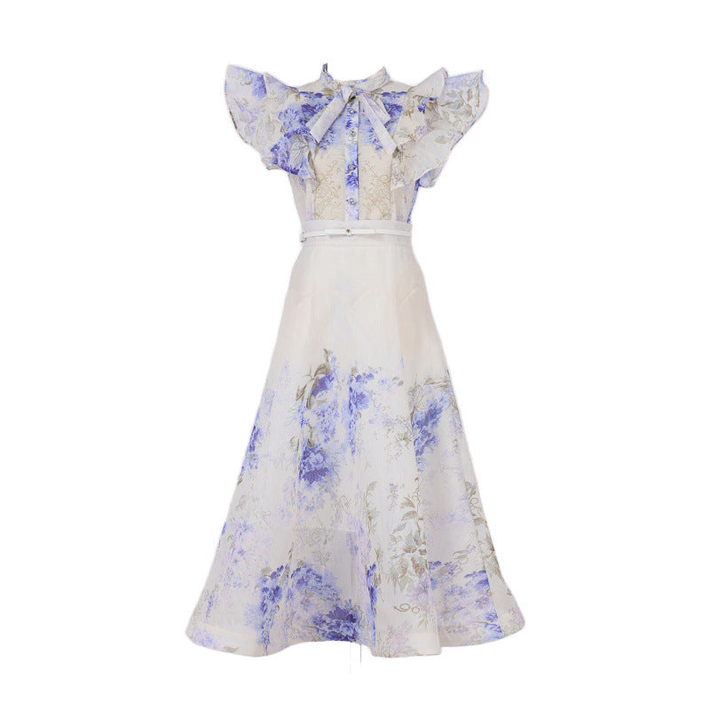 Style Stand Collar Ruffle Diamond Button Sleeveless Wide Suits