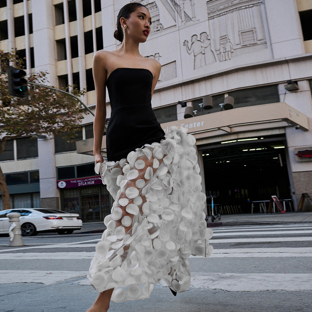 Tube Dress Three-dimensional Flower Pettiskirt Dinner Dresses