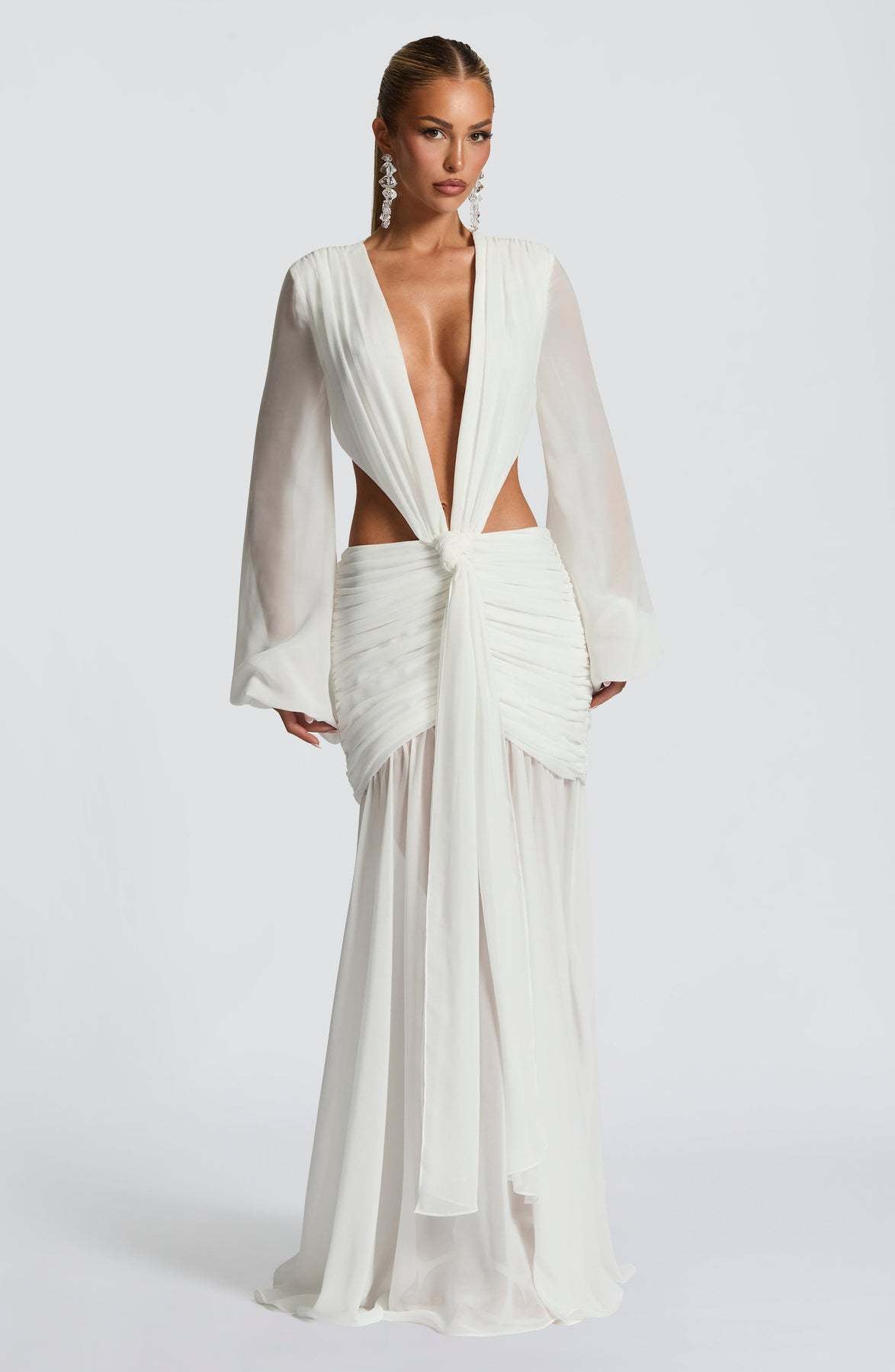 Women's Chiffon Dress Yarn Sleeve Sexy Backless Dresses
