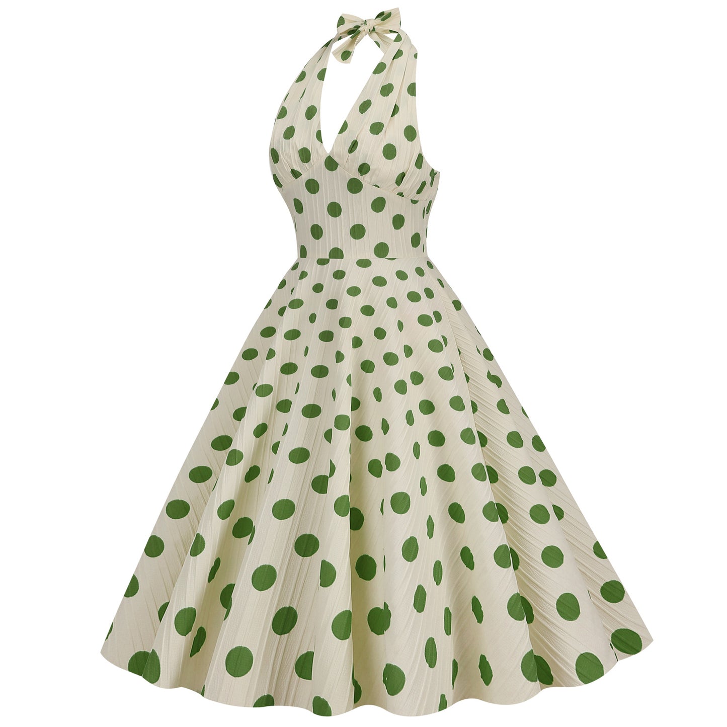 Women's High Waist Polka-dot Vacation Banquet Halter Backless Sexy Swing Dress