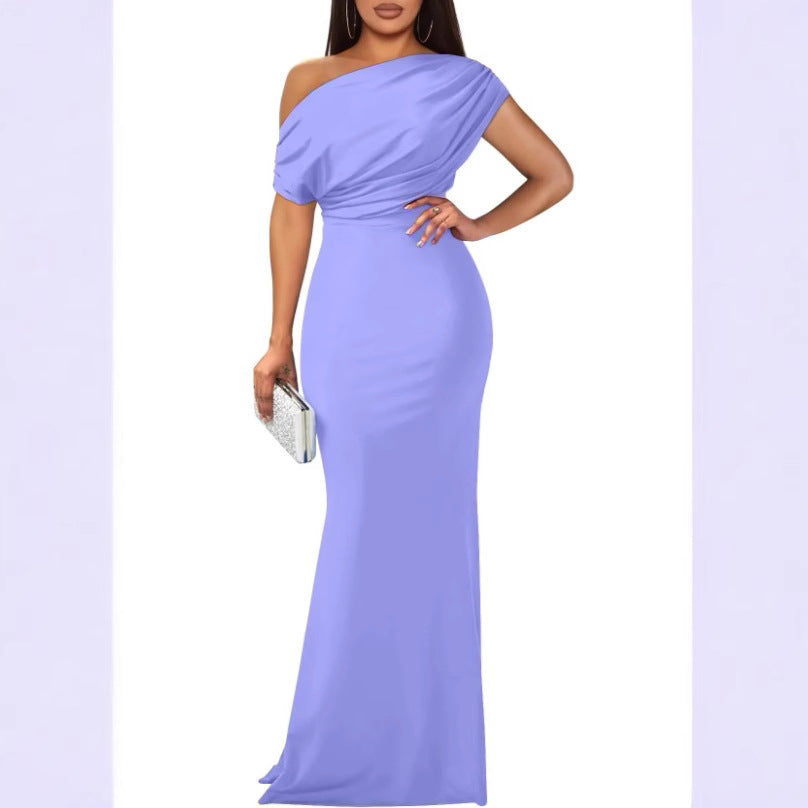 Sleeveless Cold-shoulder High Sense Skinny Long Dresses