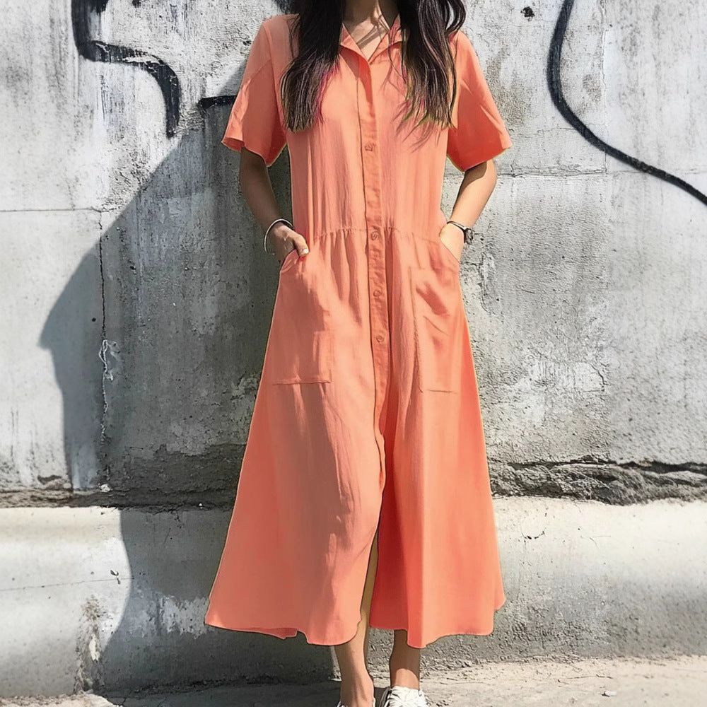 Beautiful Women's Button Casual Pocket Sleeve Shorts
