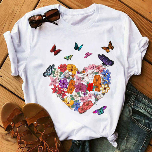Women's Sleeve T-shirt Love Series Korean Style Blouses