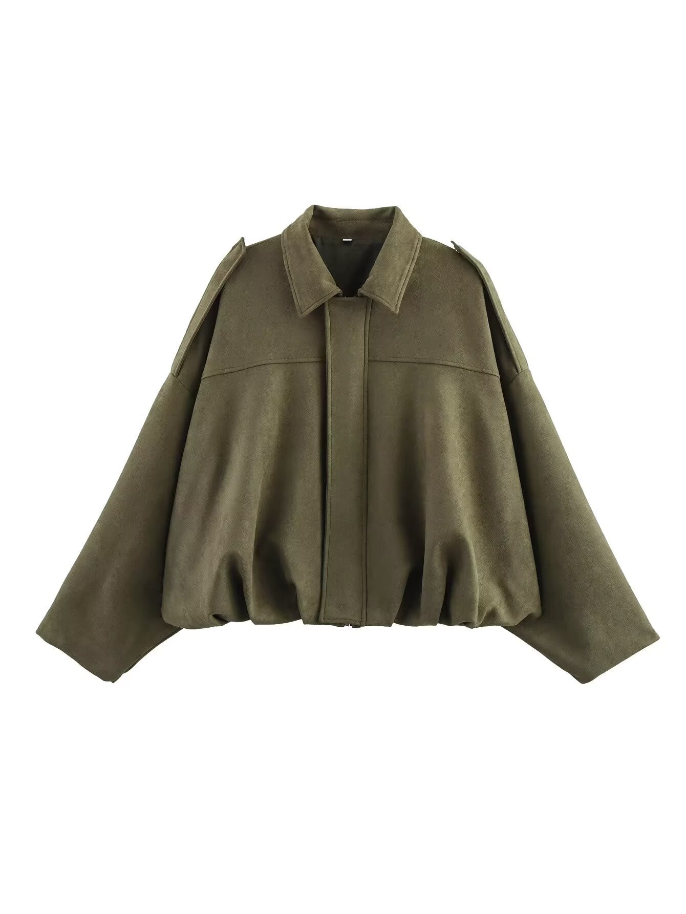 Women's Suede Texture Lapel Loose Bomber Jackets