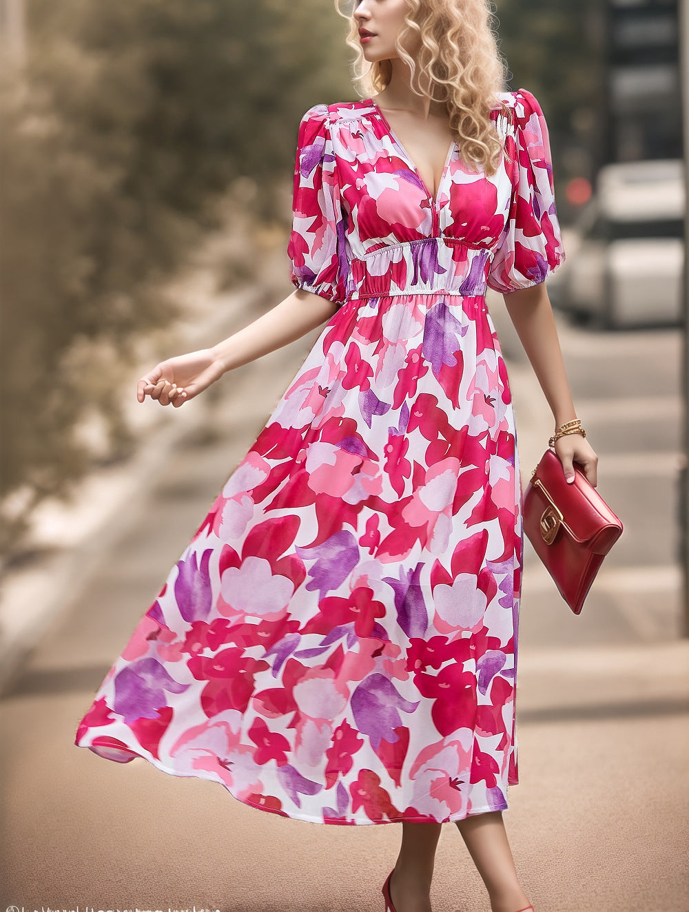 Classy Stylish Casual Summer Temperament Print Dress