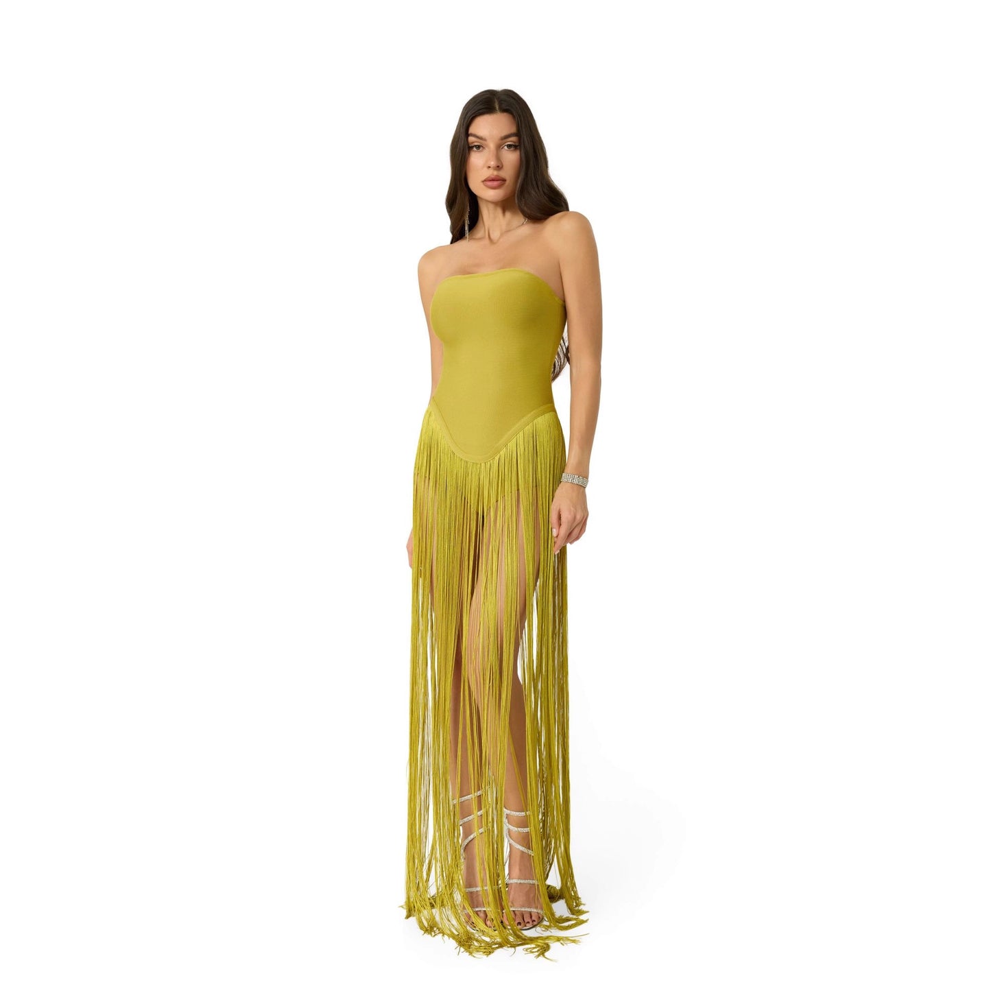 Women's Dignified Sense Of Design Tassel Stitching Tube One-piece Summer Tops