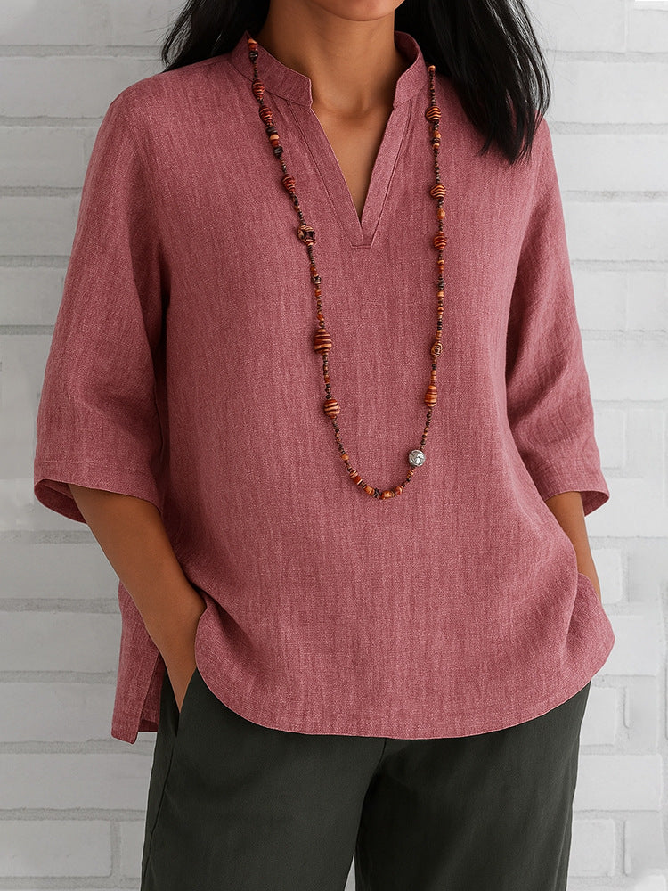 Women's Summer Sleeves Cotton Linen Loose Casual Blouses