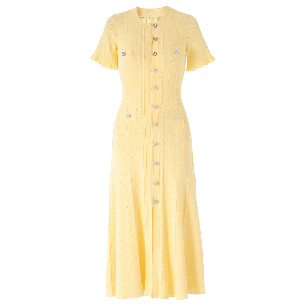 High Quality French Style Temperament Sleeve Hollow Thread Dresses