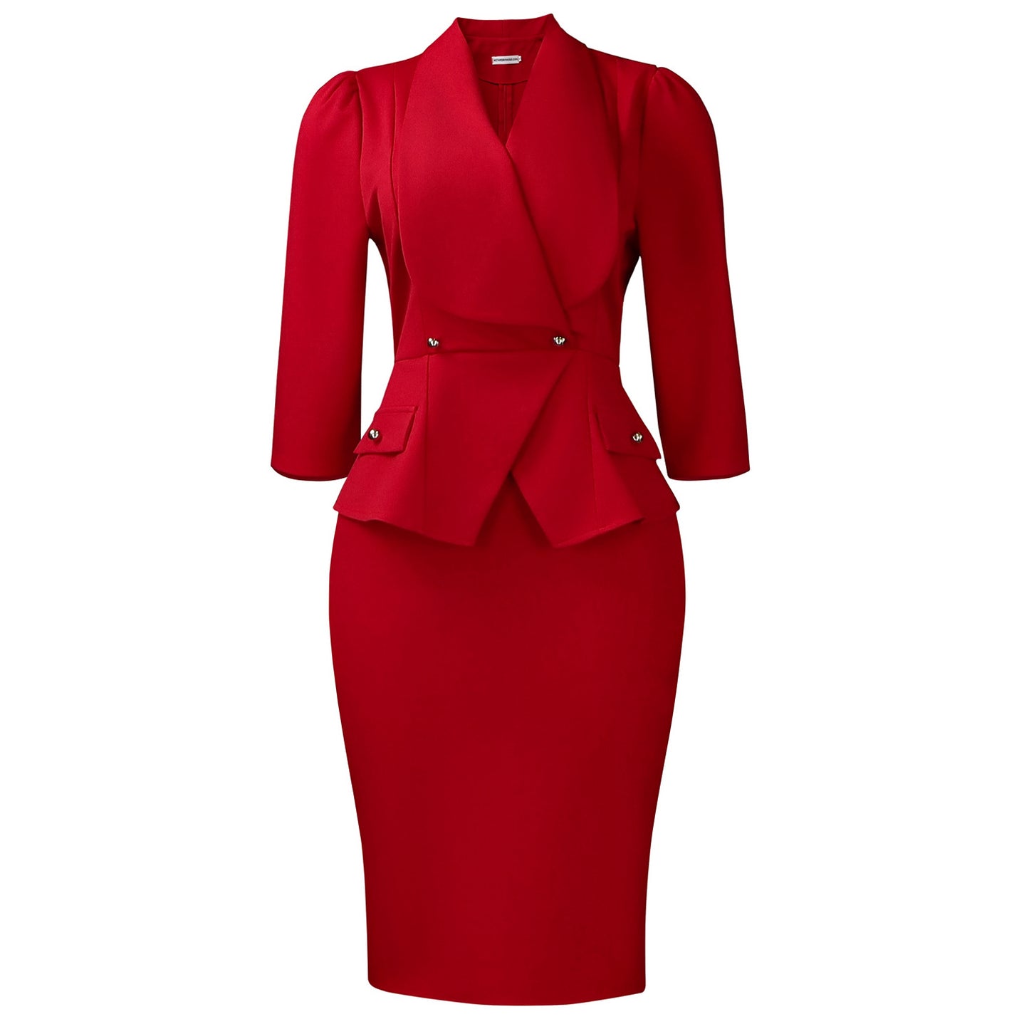 Women's Fashion Elegant Lapel Three-quarter Sleeve Ol Dress