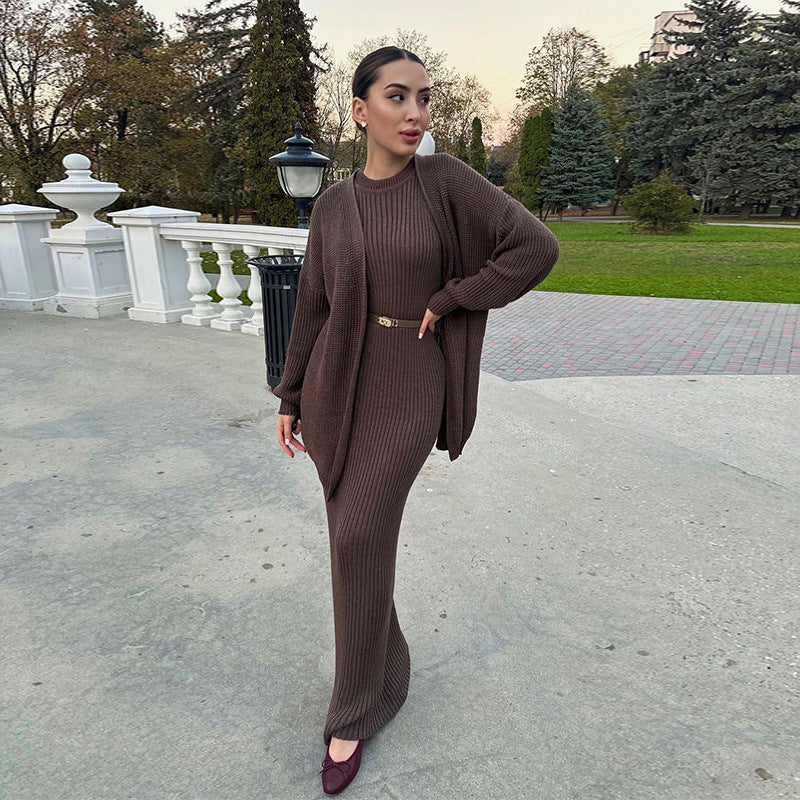 Casual Round Neck Slim Fit Idle Style Cardigans